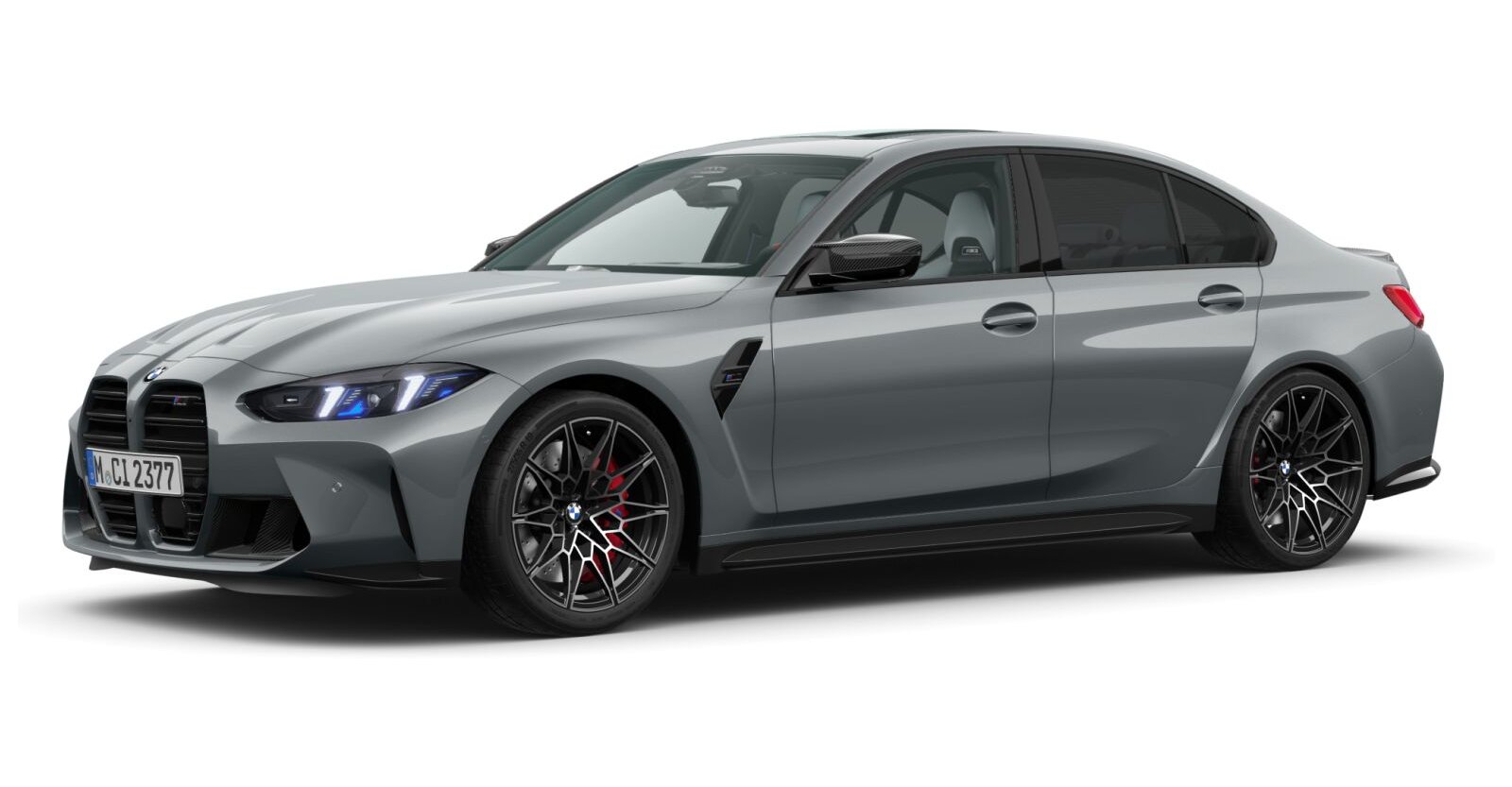 BMW M3 Competition Limousine mit M xDrive in Grau von vorne