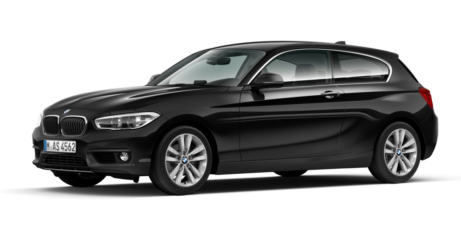 BMW 118i 3-Türer in Schwarz von vorne BMW 118i 3-Türer in Schwarz von vorne