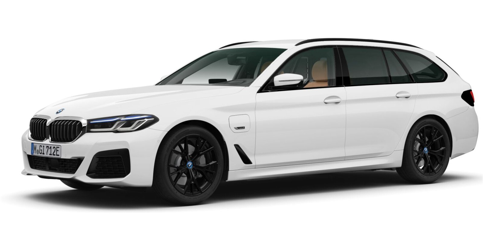 BMW 530e Touring in Weiß von vorne