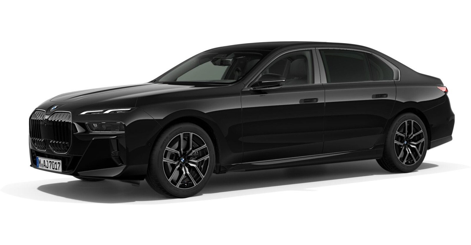 BMW 740d xDrive Limousine in Schwarz von vorne