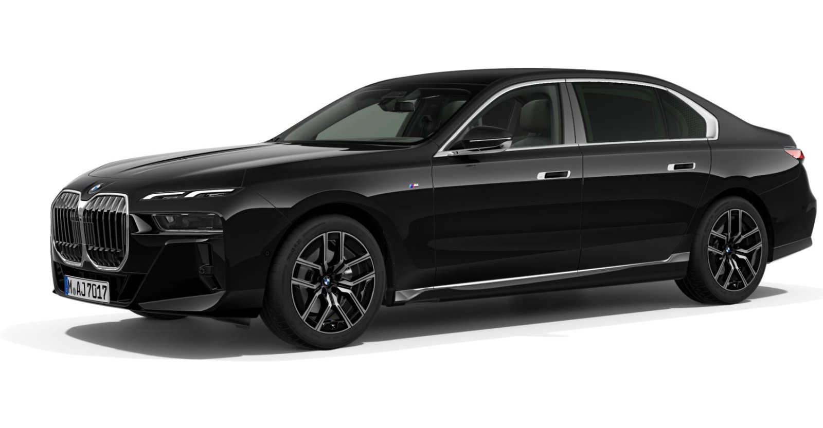 BMW 740d xDrive Limousine in Schwarz von vorne