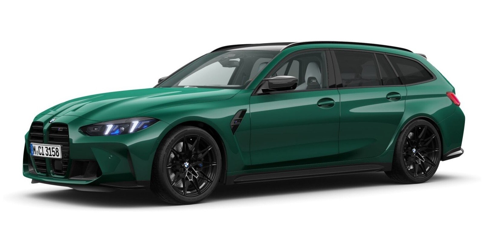 BMW M3 Competition Touring mit M xDrive in Grün von vorne