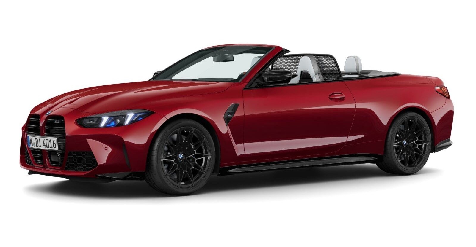 BMW M4 Competition Cabrio mit M xDrive in Rot von vorne