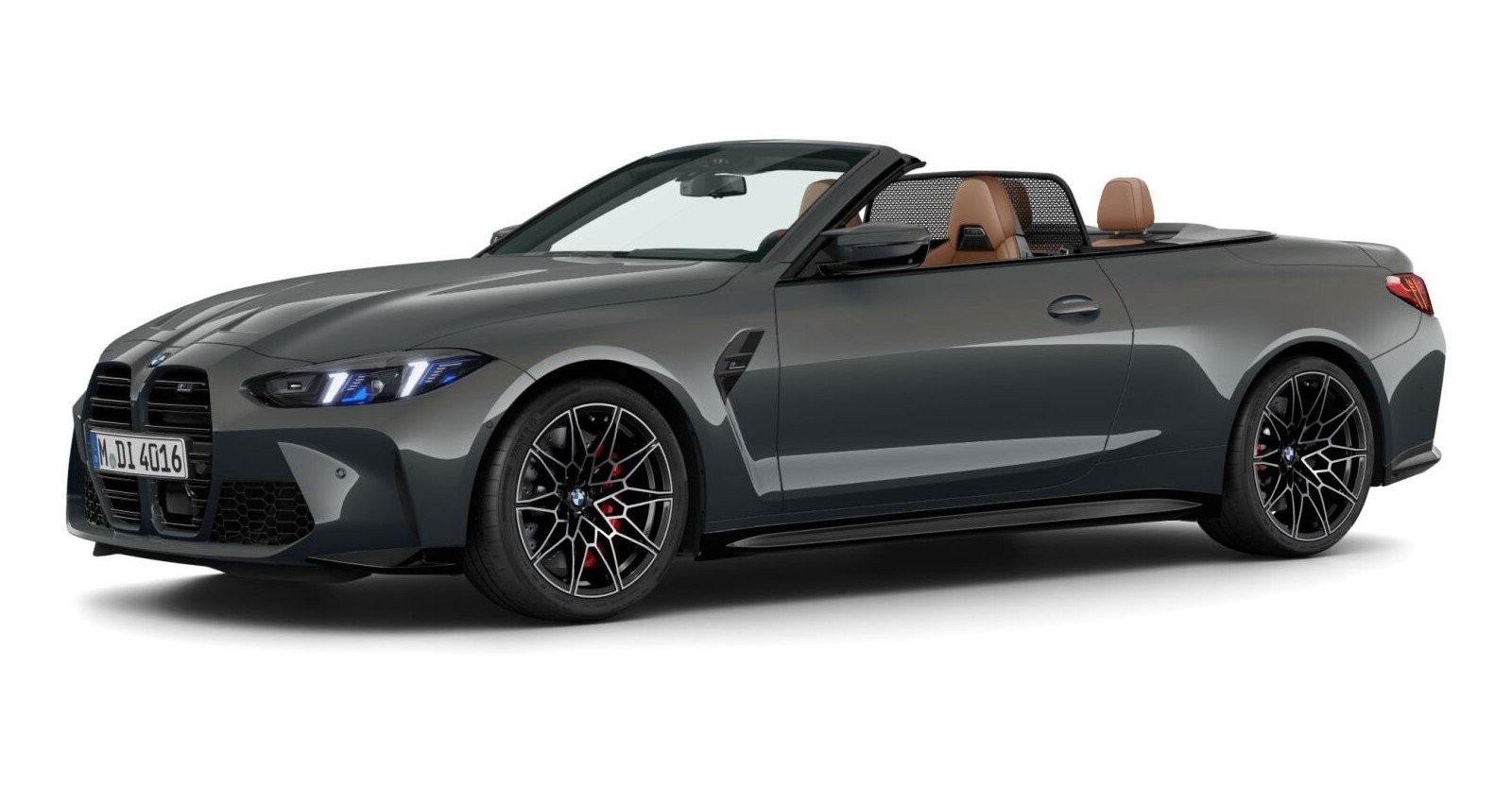 BMW M4 Competition Cabrio mit M xDrive in Grau von vorne BMW M4 Competition Cabrio mit M xDrive in Grau von vorne