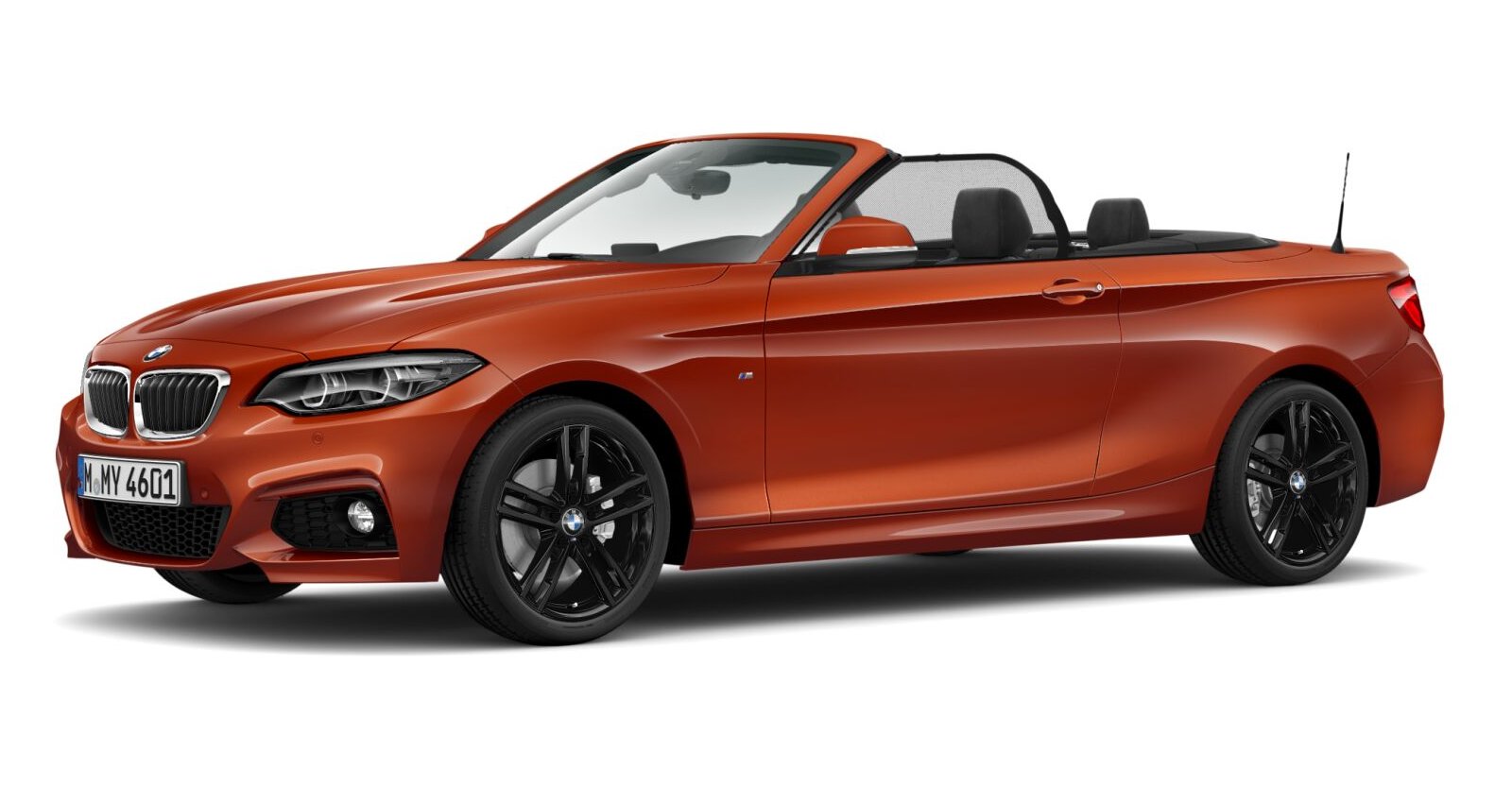 BMW 220d Cabrio in Orange von vorne