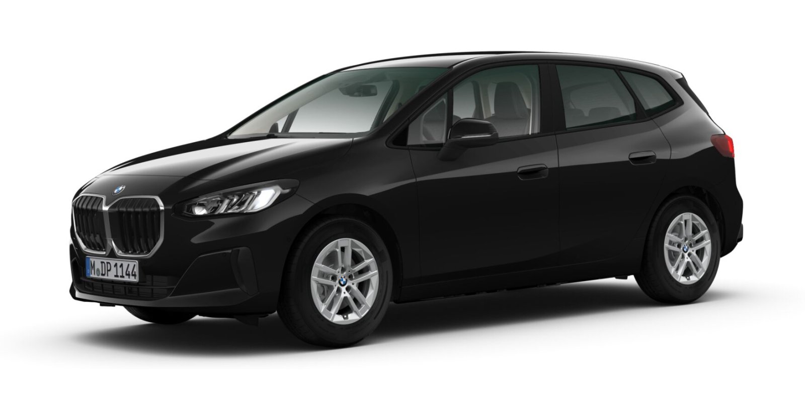 BMW 218d Active Tourer in Schwarz von vorne BMW 218d Active Tourer in Schwarz von vorne