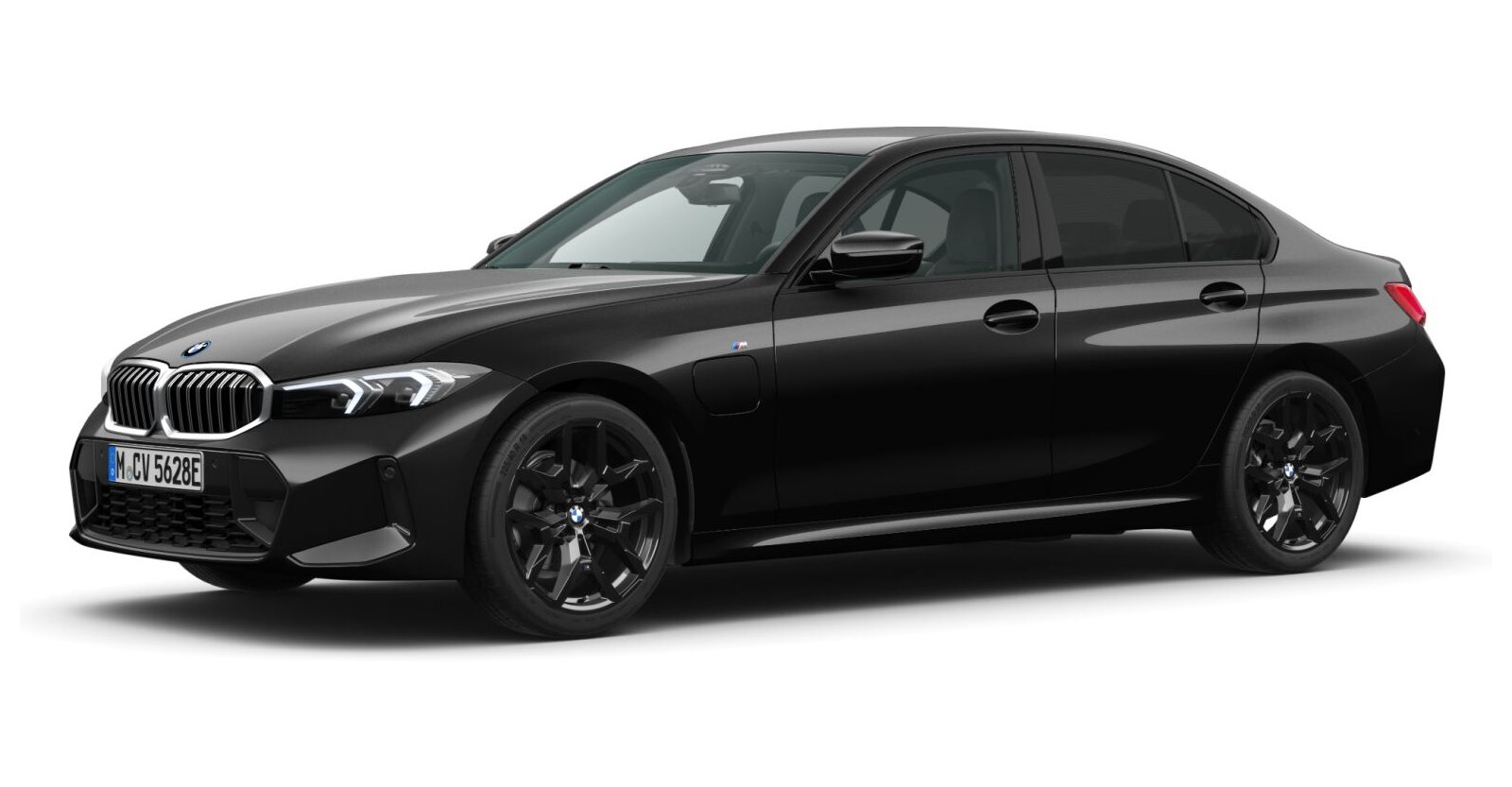 BMW 330e Limousine in Schwarz von vorne BMW 330e Limousine in Schwarz von vorne