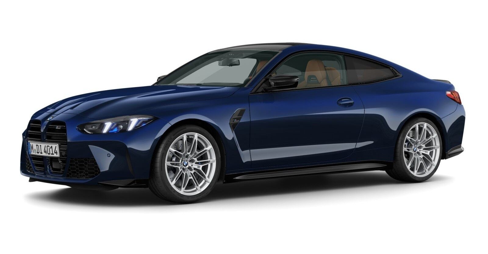 BMW M4 Competition Coupe mit M xDrive in Blau von vorne