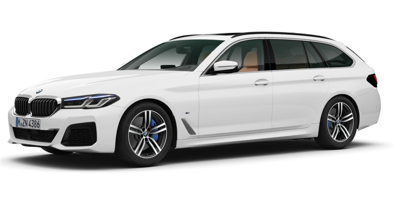 BMW 540d xDrive Touring in Weiß von vorne