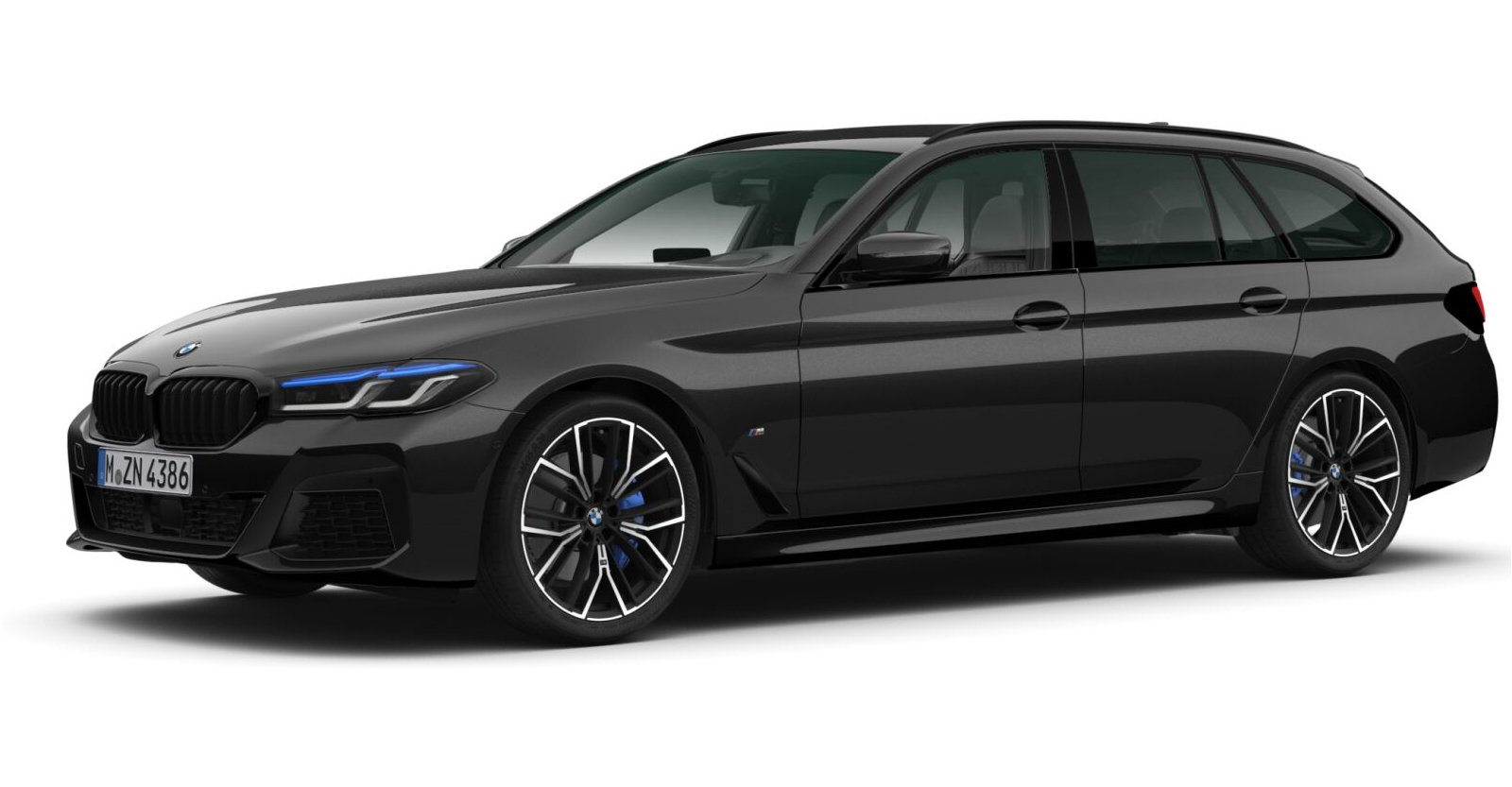 BMW 540d xDrive Touring in Schwarz von vorne