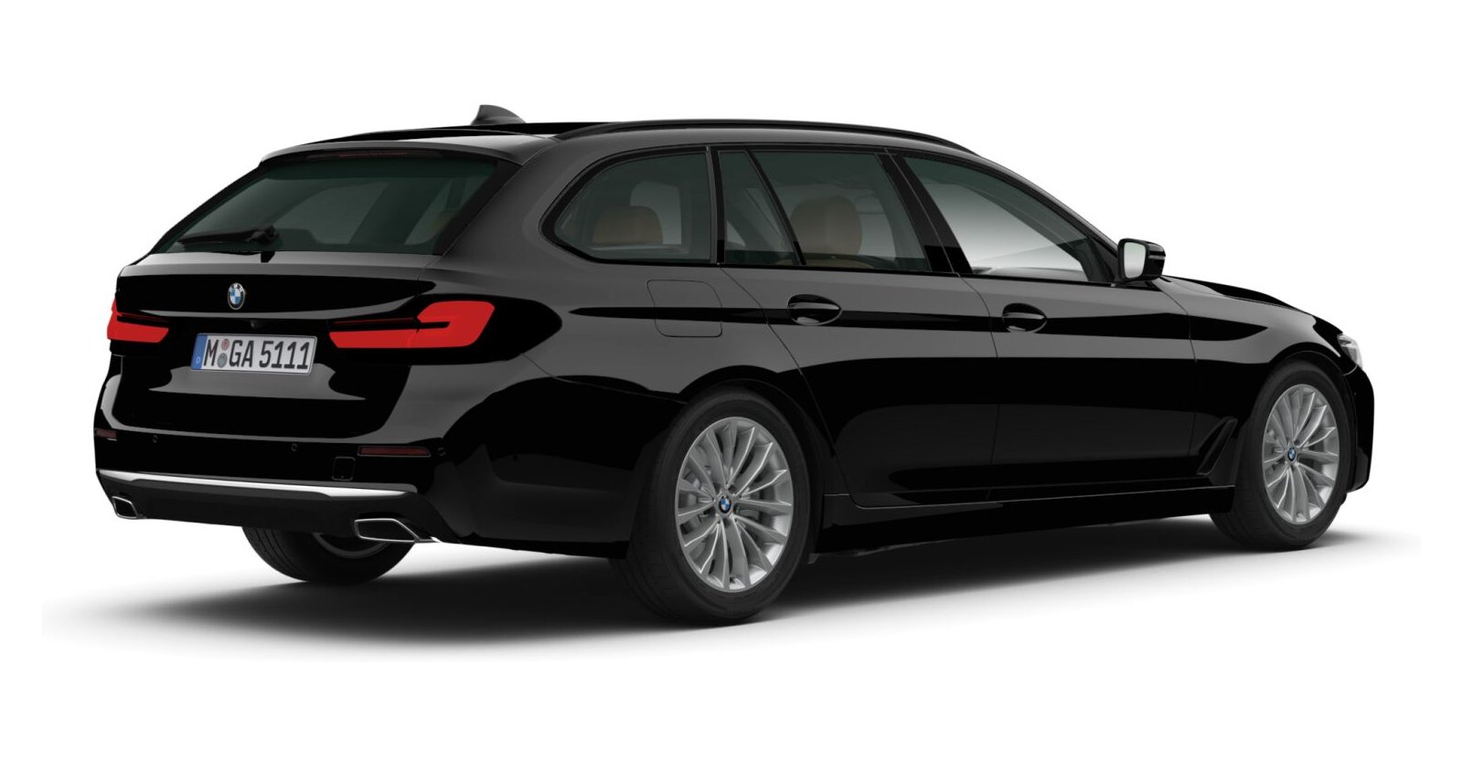 BMW BMW 5er in Schwarz von hinten