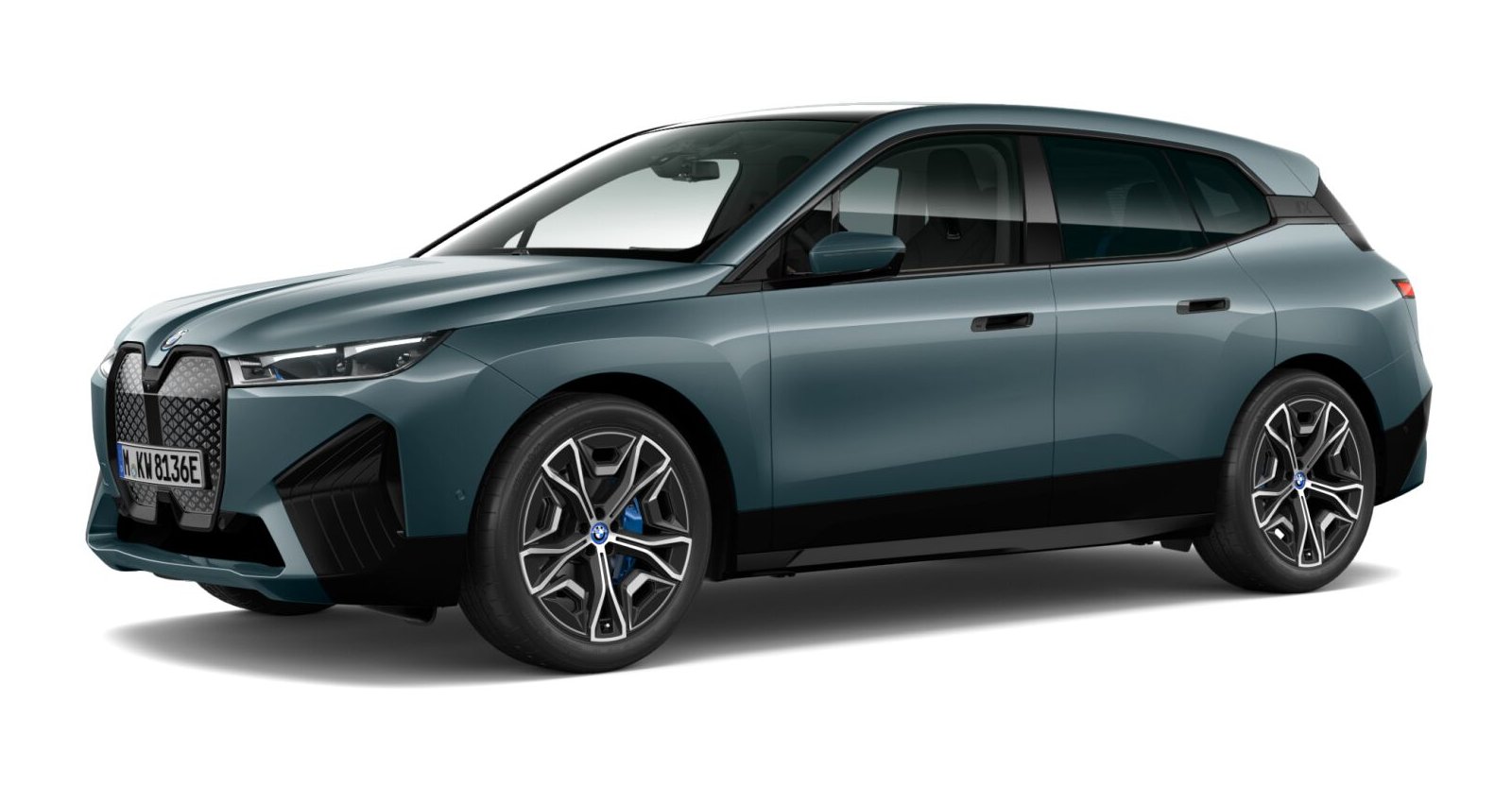 BMW iX xDrive50 in Blau von vorne