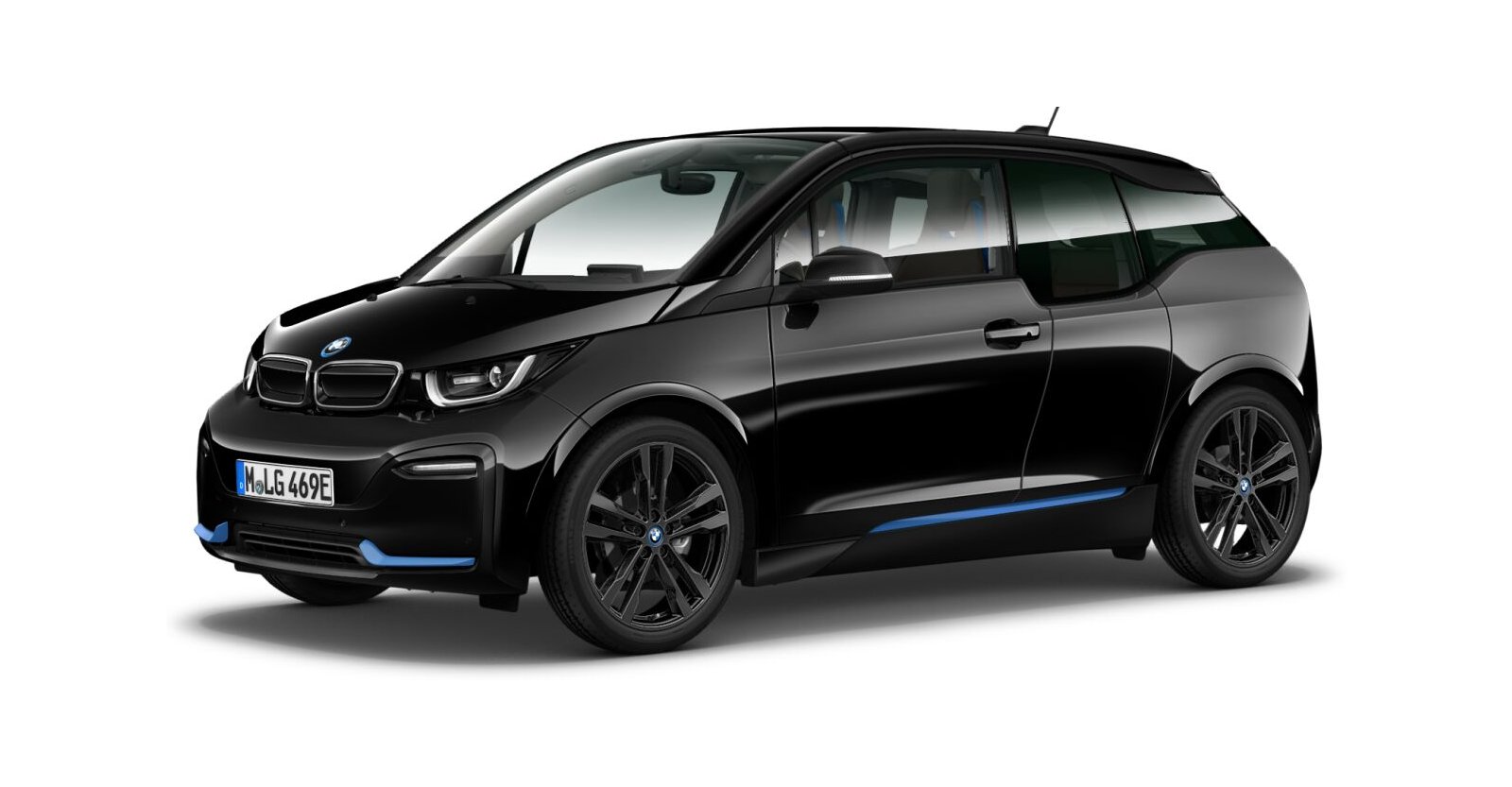 BMW BMW I in Schwarz von vorne