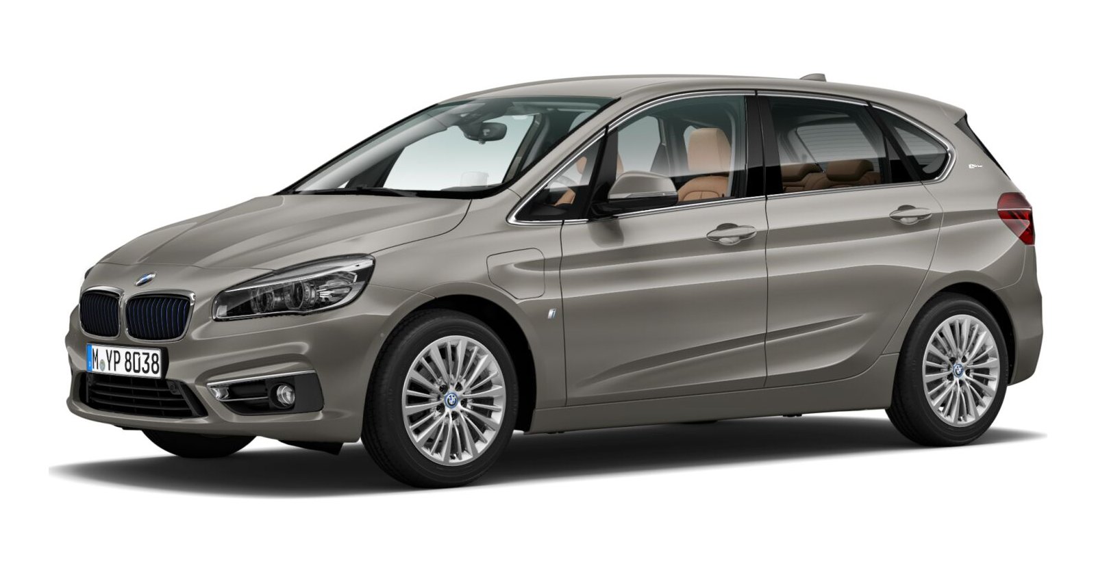BMW 225xe Active Tourer in Silber von vorne BMW 225xe Active Tourer in Silber von vorne