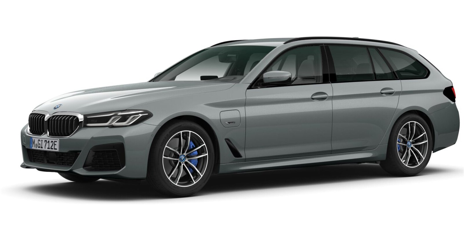 BMW 530e xDrive Touring in Grau von vorne