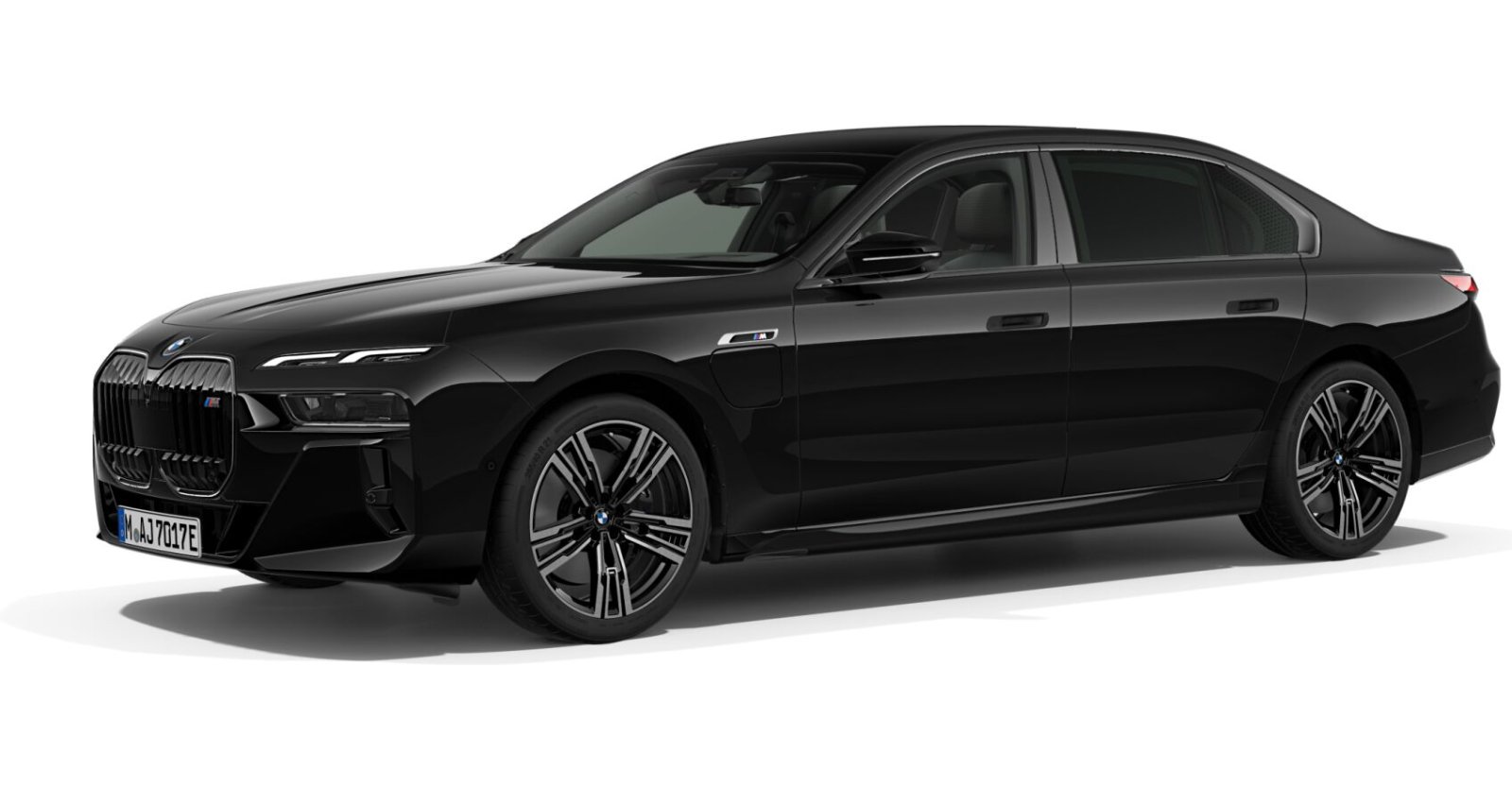 BMW M760e xDrive Limousine in Schwarz von vorne BMW M760e xDrive Limousine in Schwarz von vorne