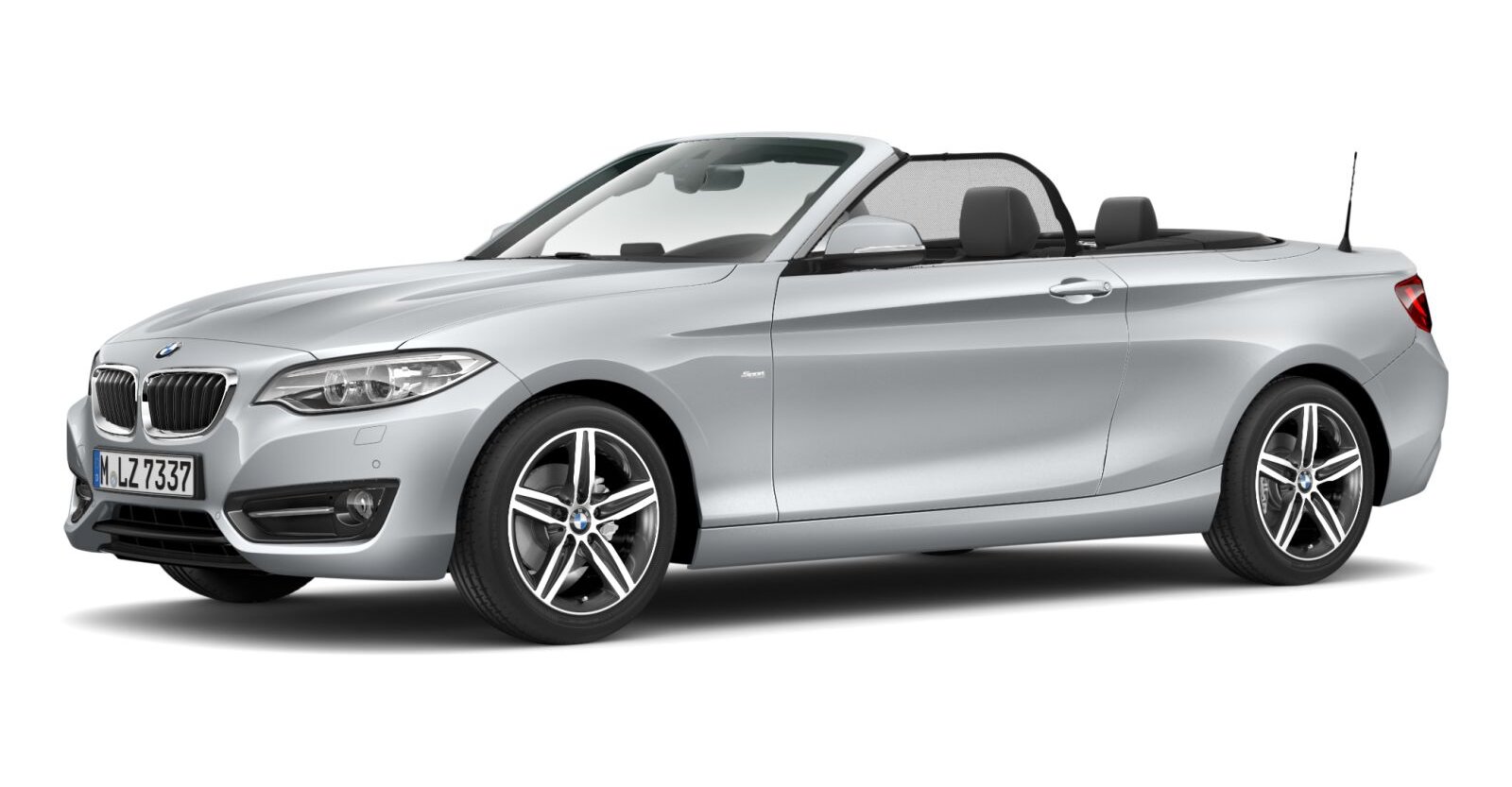 BMW 218i Cabrio in Silber von vorne BMW 218i Cabrio in Silber von vorne