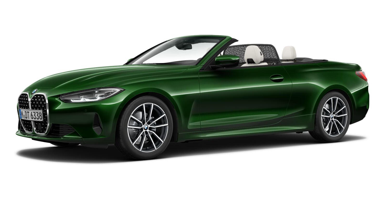BMW 420i Cabrio in Grün von vorne