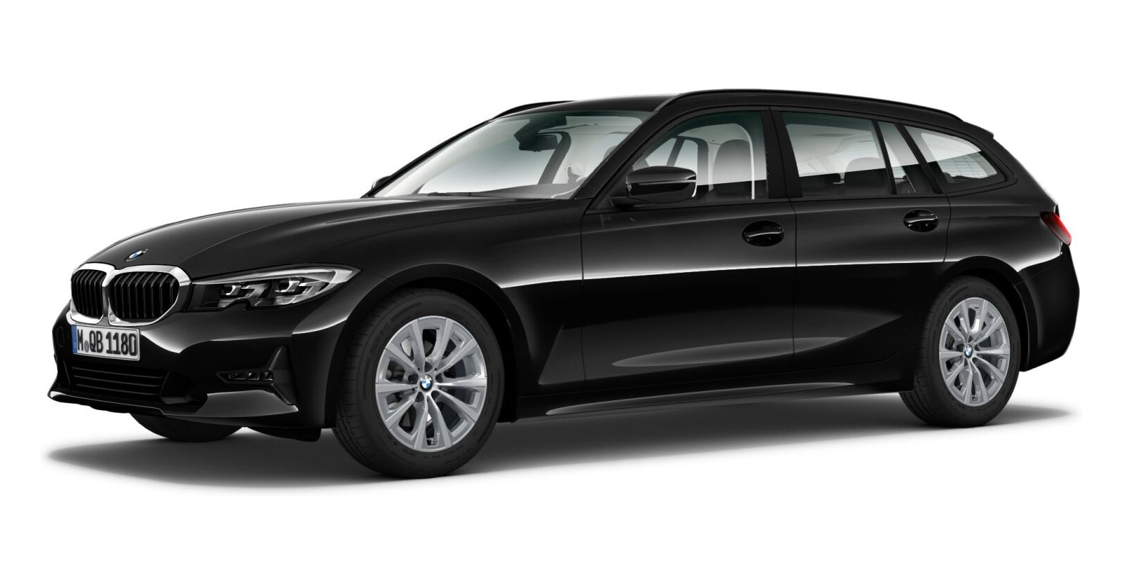 BMW 320d xDrive Touring in Schwarz von vorne