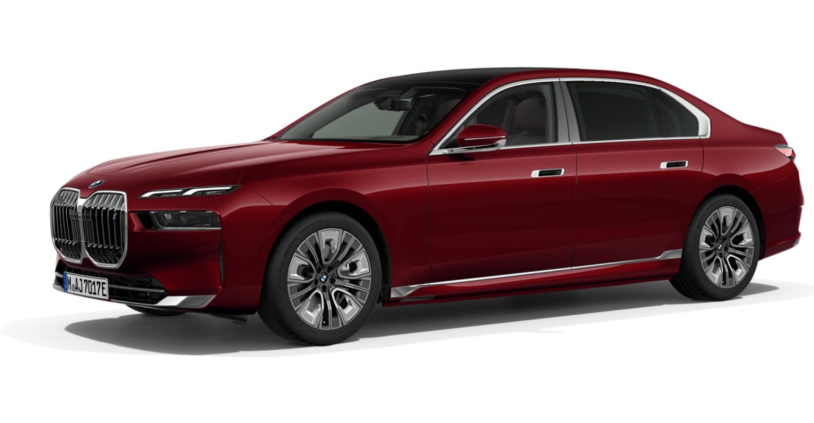 BMW i7 xDrive60 Limousine in Rot von vorne BMW i7 xDrive60 Limousine in Rot von vorne
