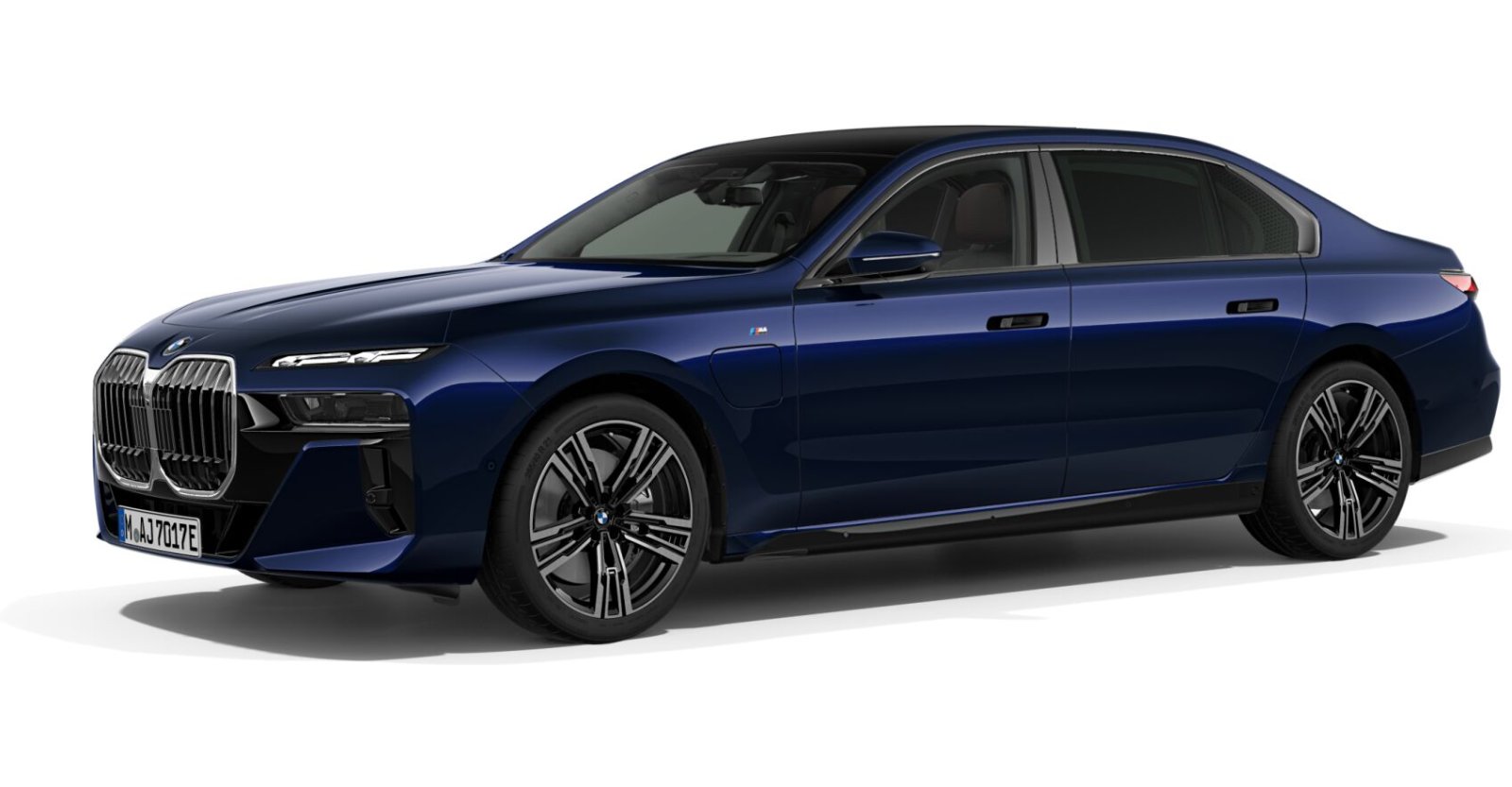 BMW 750e xDrive Limousine in Blau von vorne BMW 750e xDrive Limousine in Blau von vorne