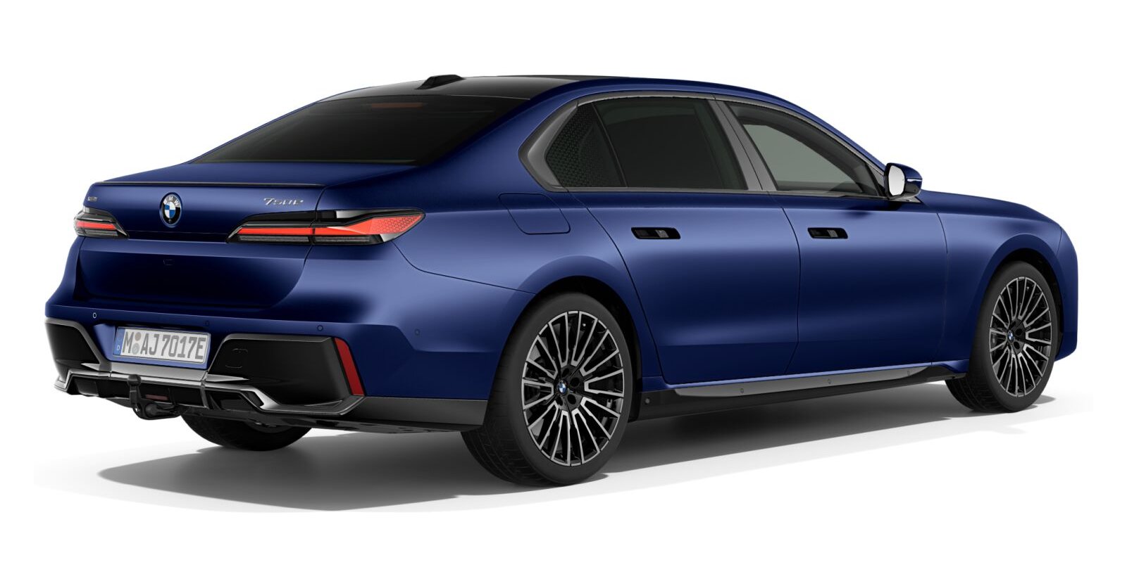 BMW BMW 7er in Blau von hinten