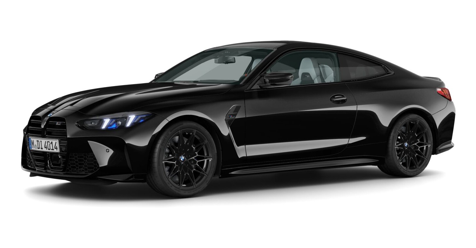 BMW M4 Competition Coupé mit M xDrive in Schwarz von vorne