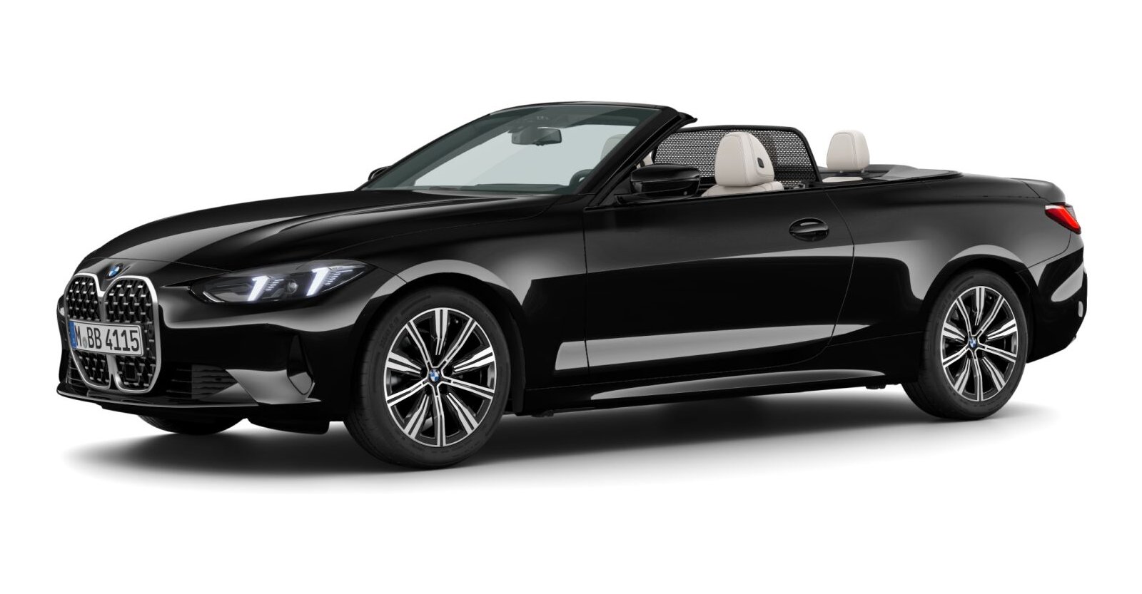 BMW 420i Cabrio in Schwarz von vorne BMW 420i Cabrio in Schwarz von vorne