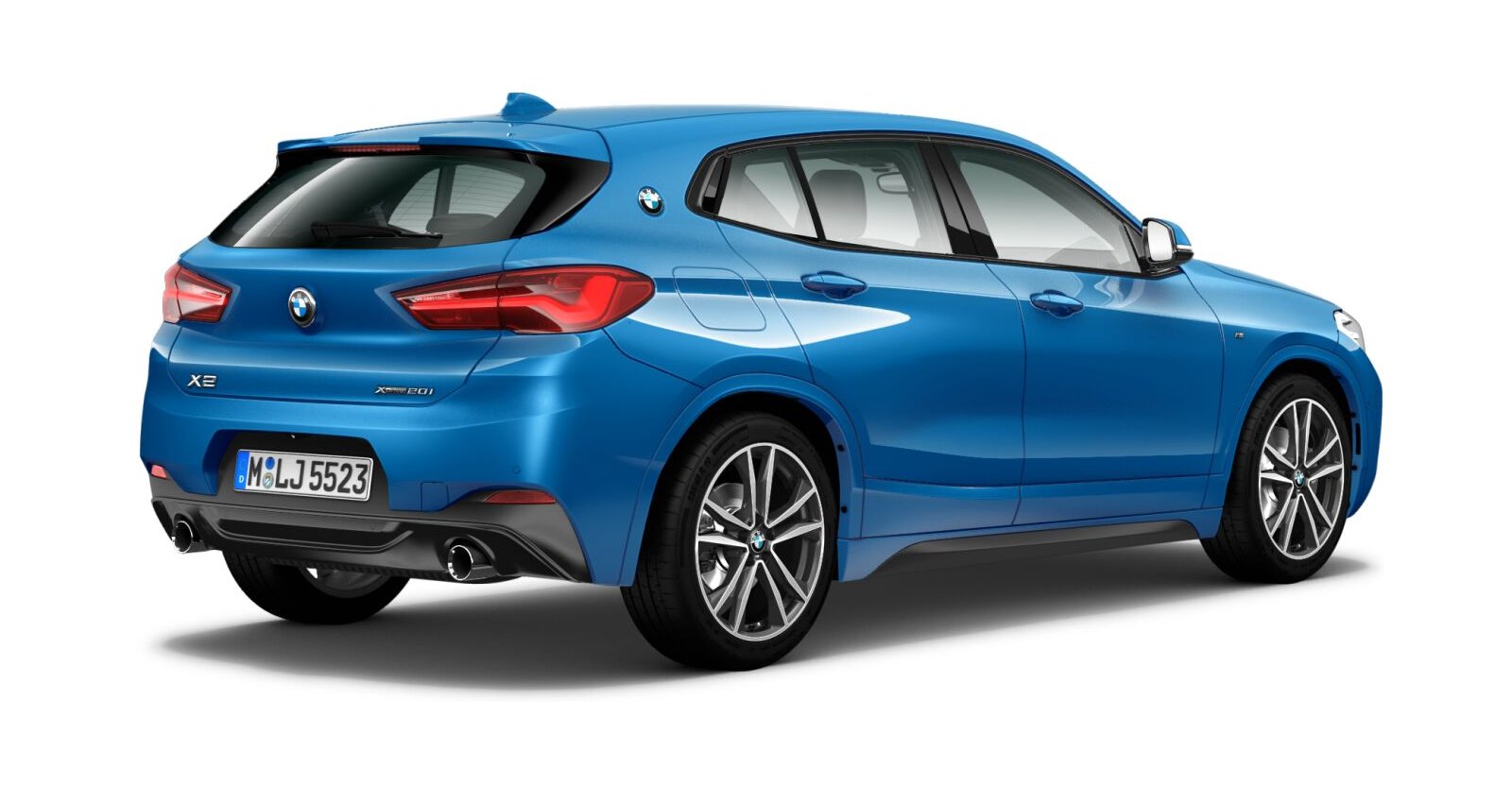 BMW BMW X in Blau von hinten BMW BMW X in Blau von hinten