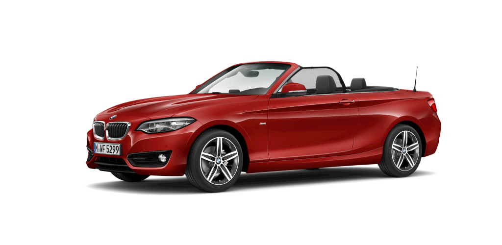 BMW 218d Cabrio in Rot von vorne BMW 218d Cabrio in Rot von vorne