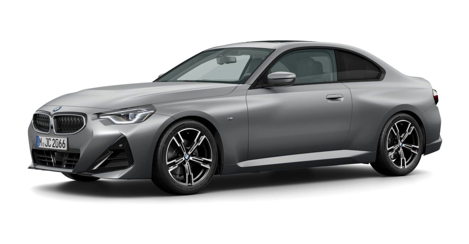 BMW 218i Coupé in Grau von vorne