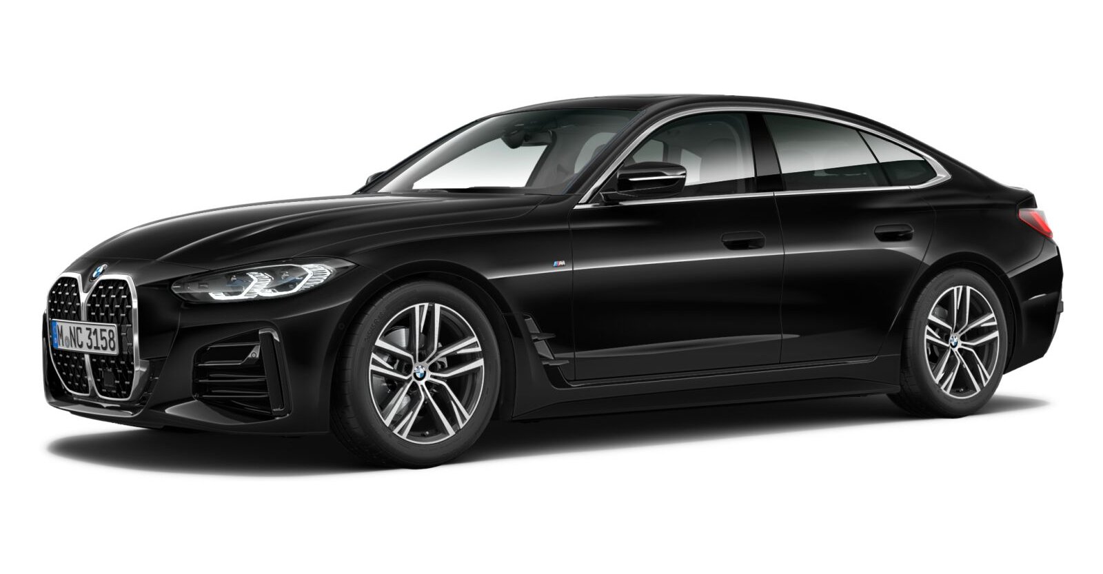 BMW 430i Gran Coupé in Schwarz von vorne BMW 430i Gran Coupé in Schwarz von vorne