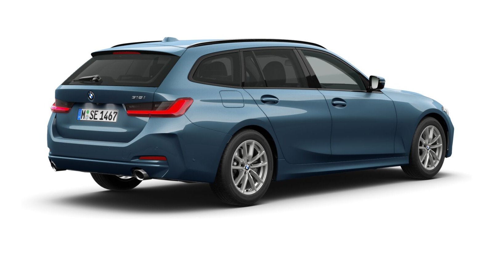 BMW BMW 3er in Blau von hinten