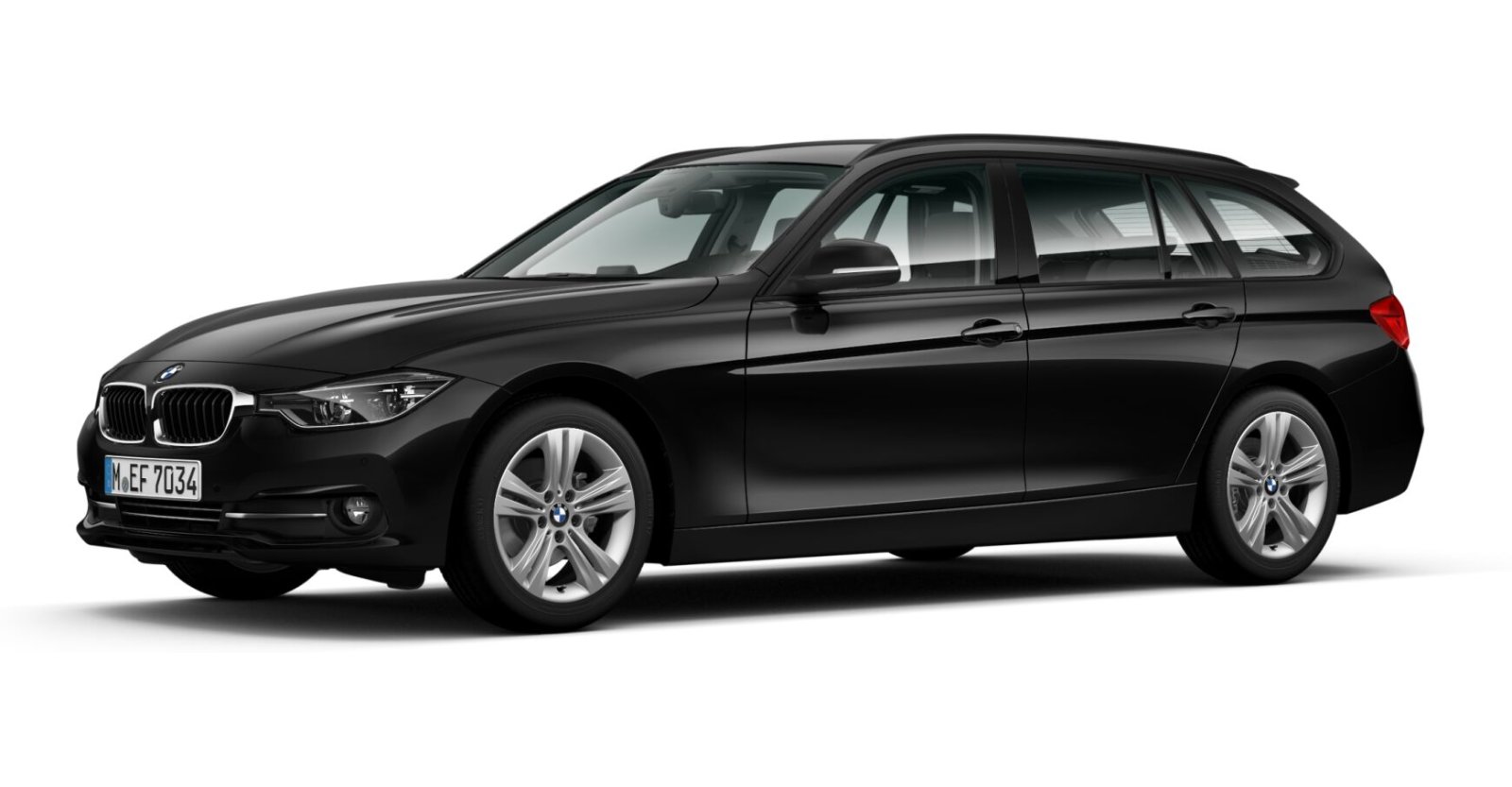 BMW 318d Touring in Schwarz von vorne