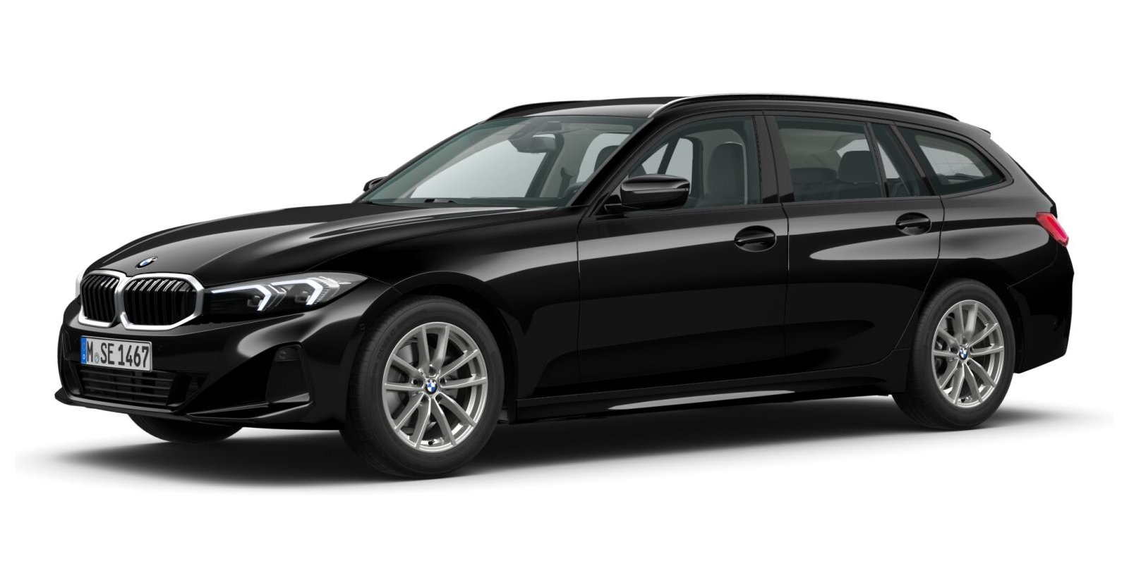 BMW 320d Touring in Schwarz von vorne