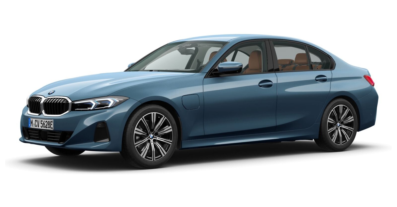 BMW 330e xDrive Limousine in Blau von vorne BMW 330e xDrive Limousine in Blau von vorne