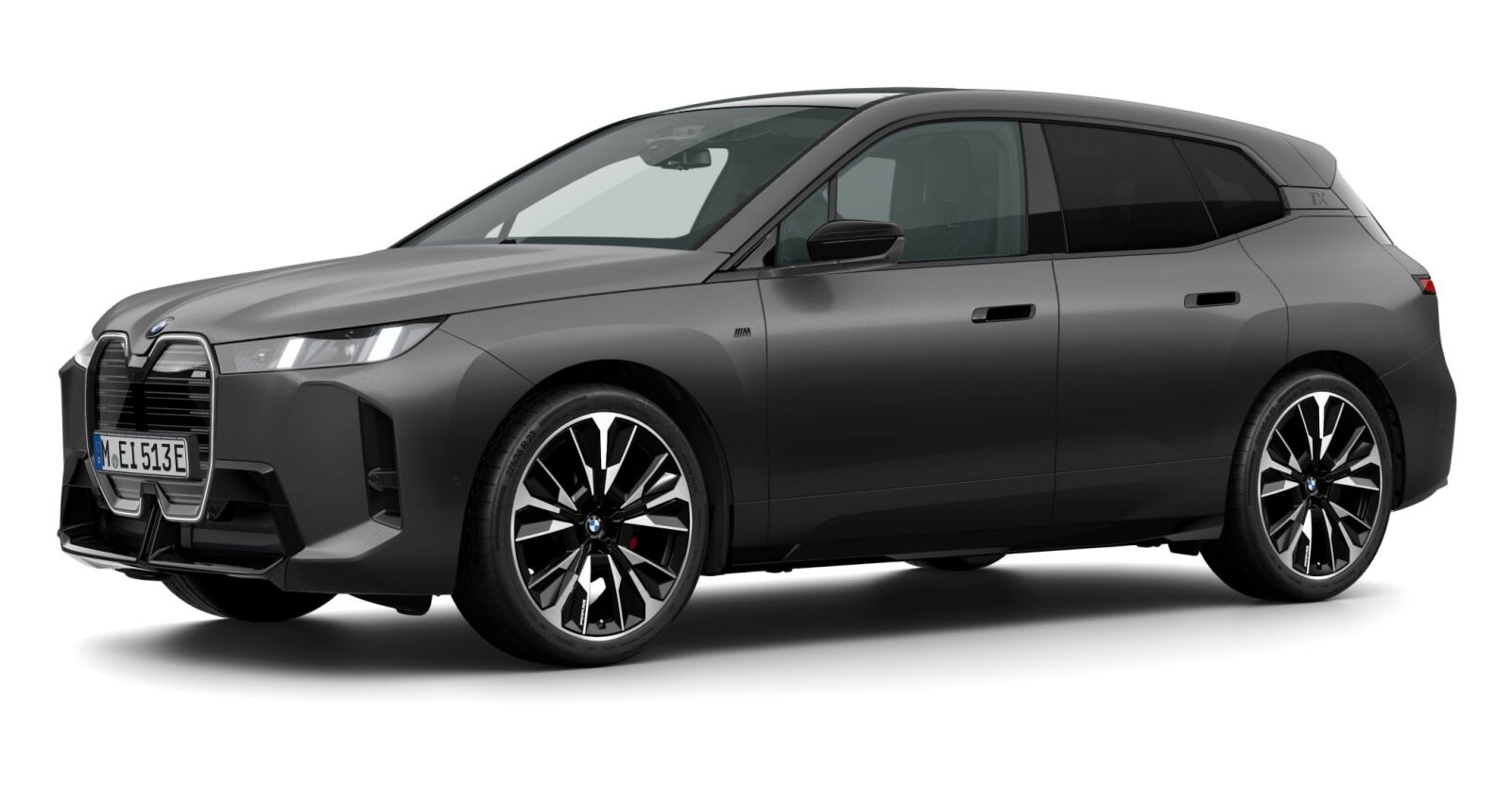 BMW iX M70 xDrive in Grau von vorne