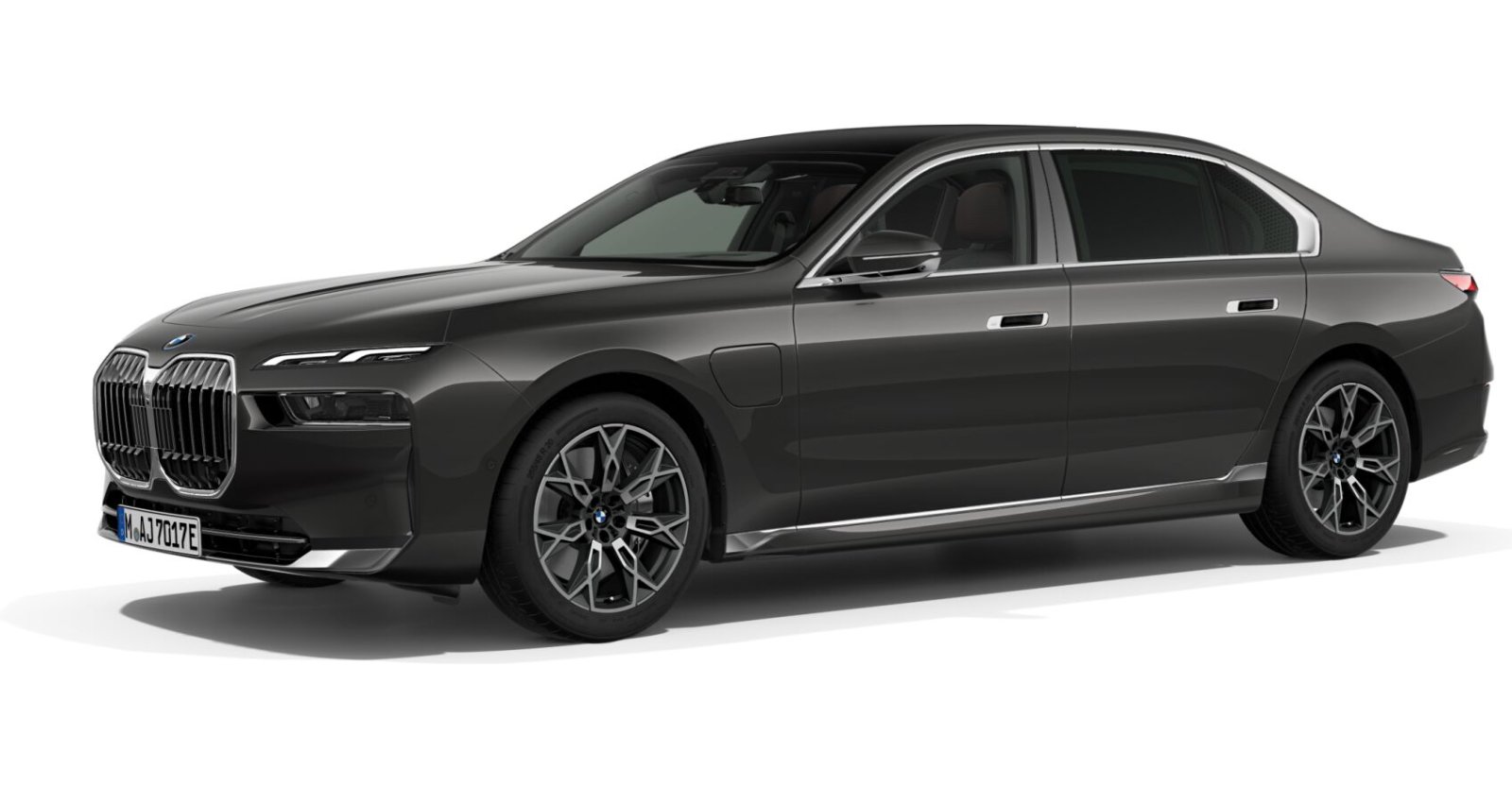 BMW 750e xDrive Limousine in Grau von vorne