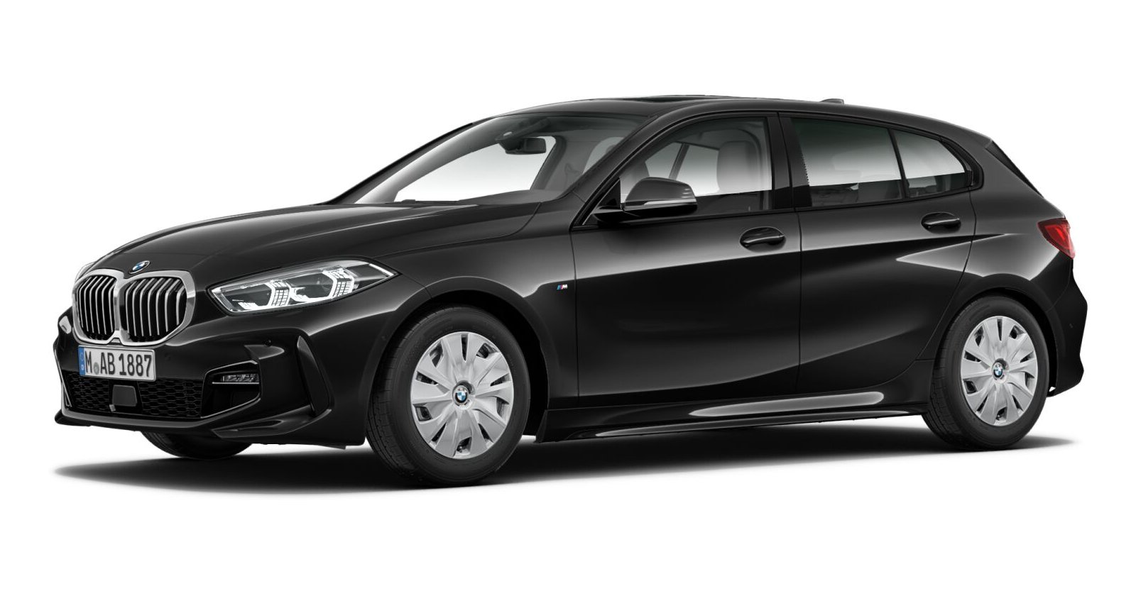 BMW 118i in Schwarz von vorne BMW 118i in Schwarz von vorne