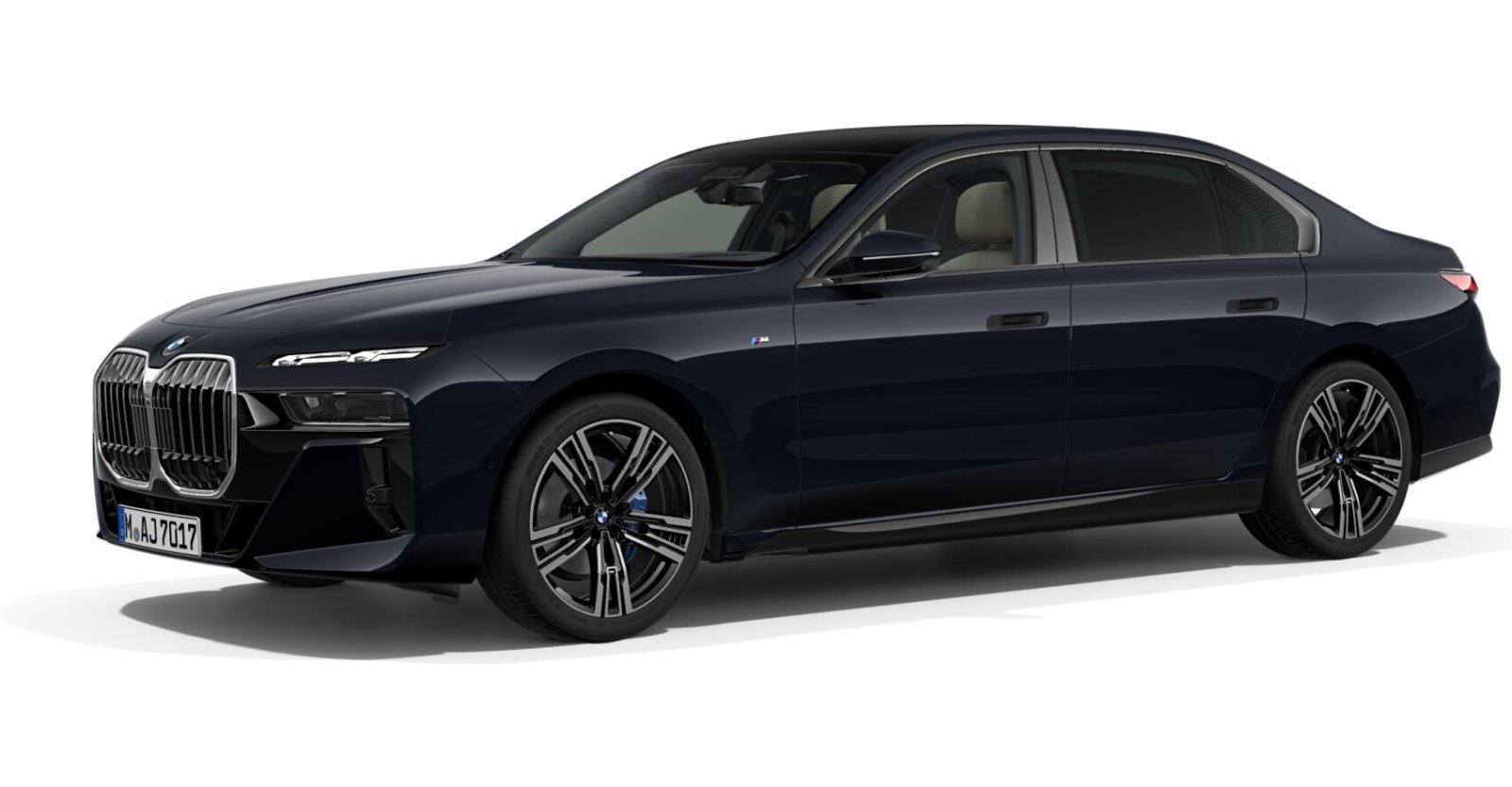 BMW 740d xDrive Limousine in Schwarz von vorne