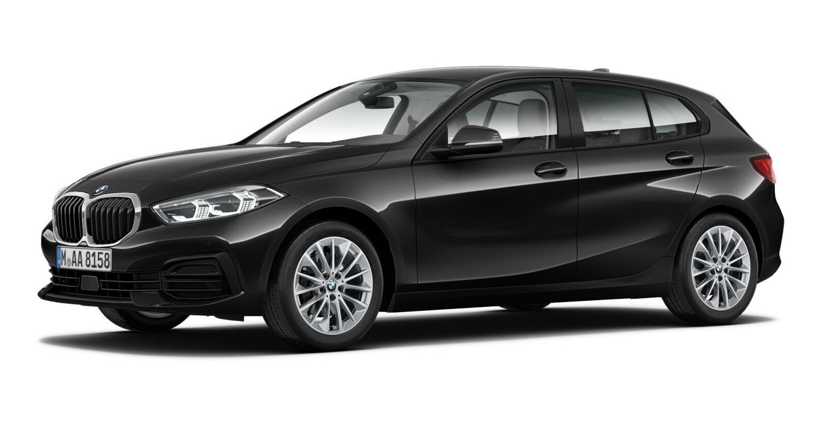 BMW 118i in Schwarz von vorne BMW 118i in Schwarz von vorne