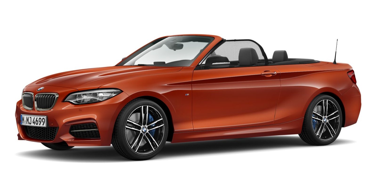 BMW M240i xDrive Cabrio in Orange von vorne BMW M240i xDrive Cabrio in Orange von vorne