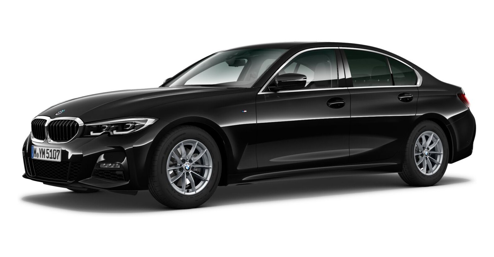 BMW 320d Limousine in Schwarz von vorne