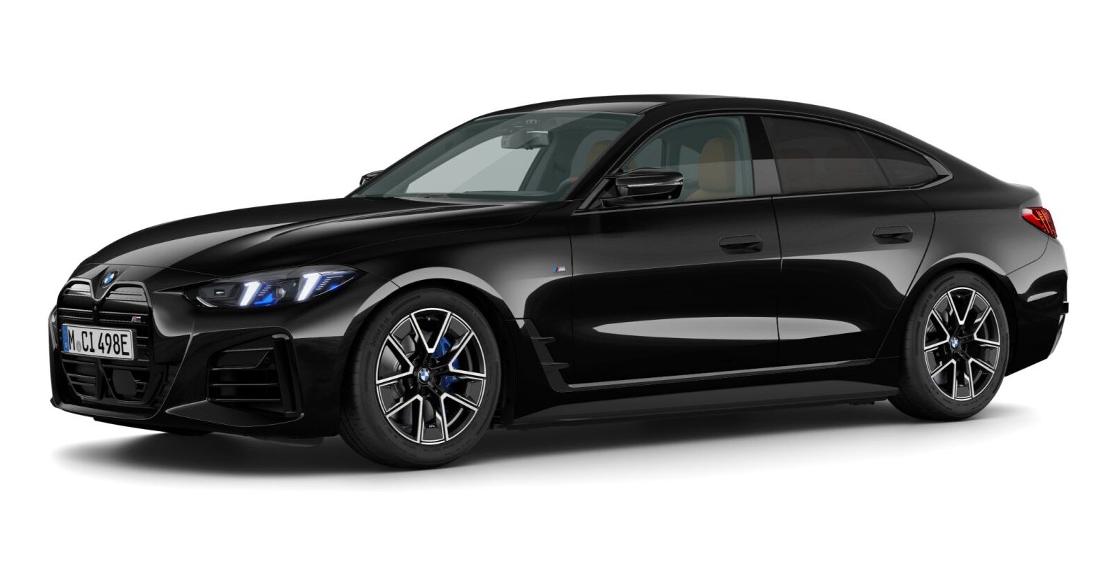 BMW i4 M60 xDrive Gran Coupé in Schwarz von vorne