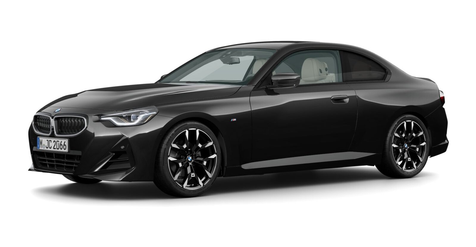 BMW 218i Coupe in Schwarz von vorne