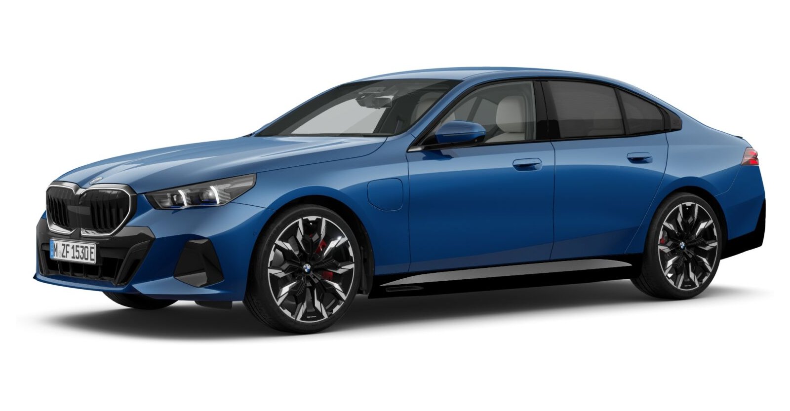BMW 550e xDrive Limousine in Blau von vorne BMW 550e xDrive Limousine in Blau von vorne
