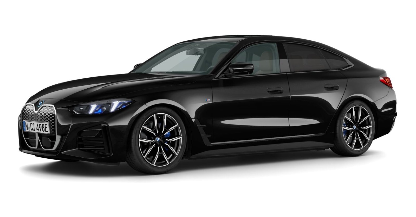 BMW i4 xDrive40 Gran Coupe in Schwarz von vorne BMW i4 xDrive40 Gran Coupe in Schwarz von vorne