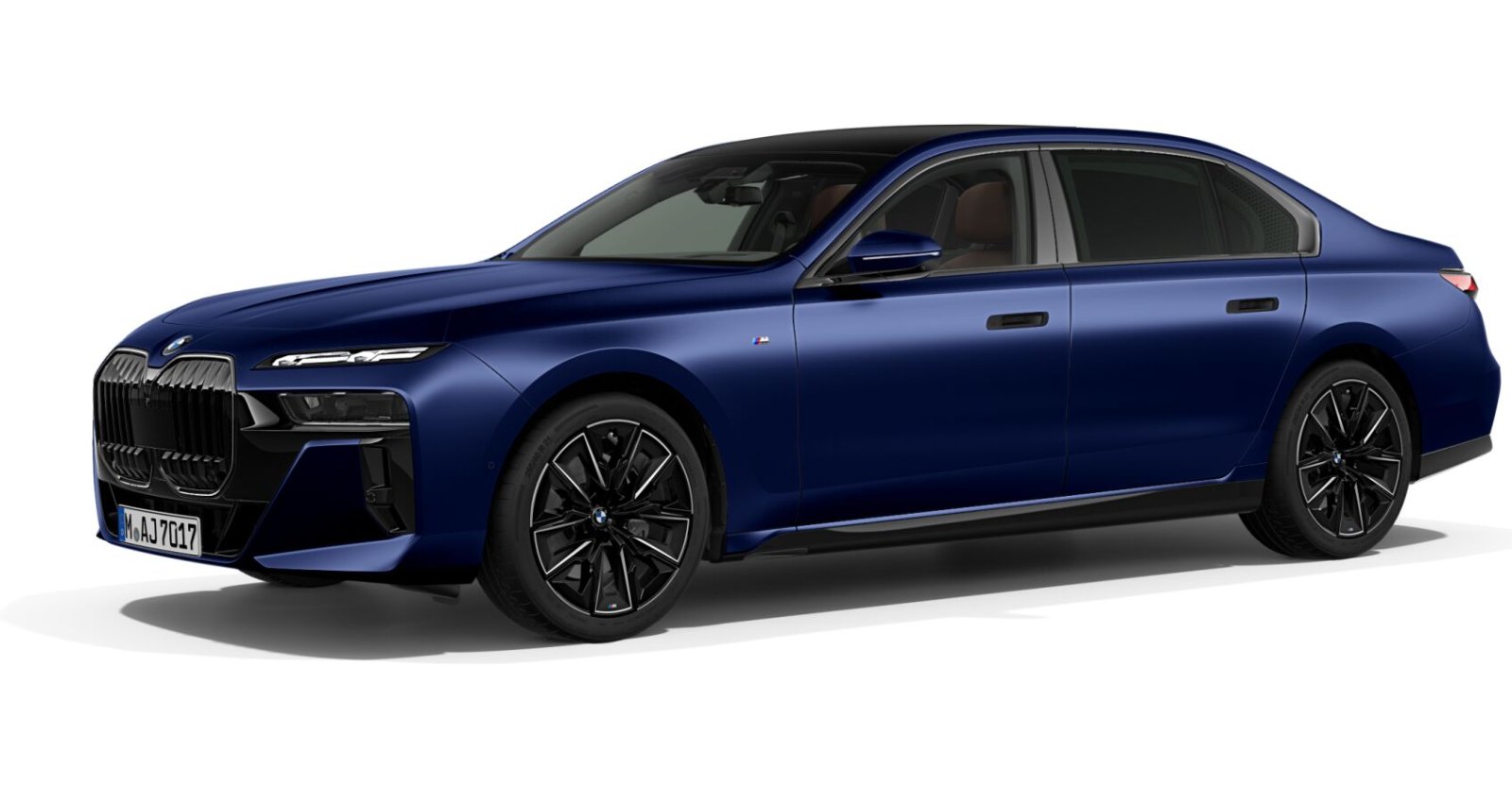 BMW 740d xDrive Limousine in Blau von vorne