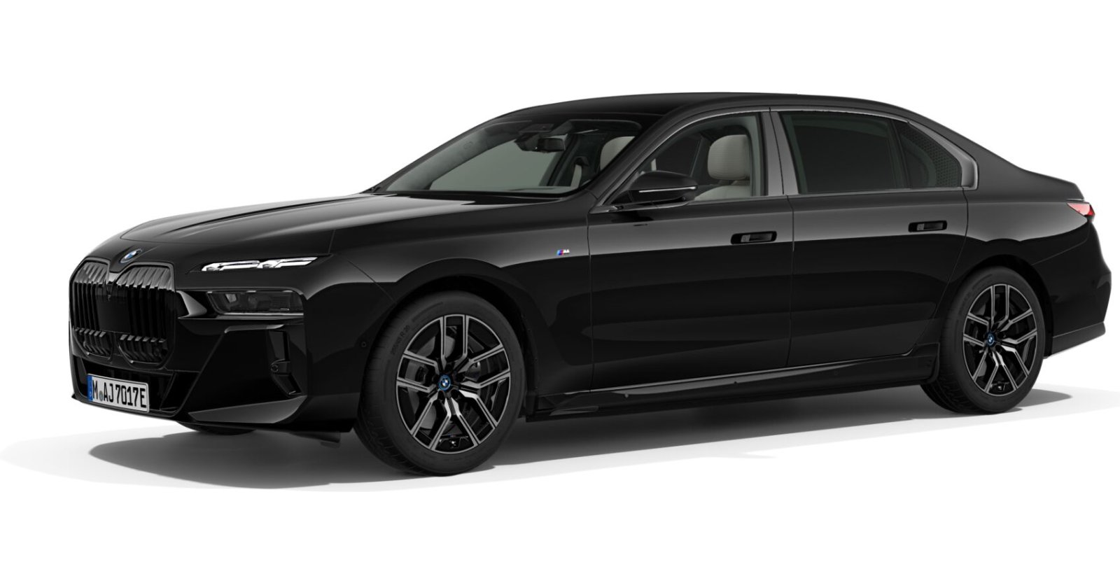 BMW i7 xDrive60 Limousine in Schwarz von vorne
