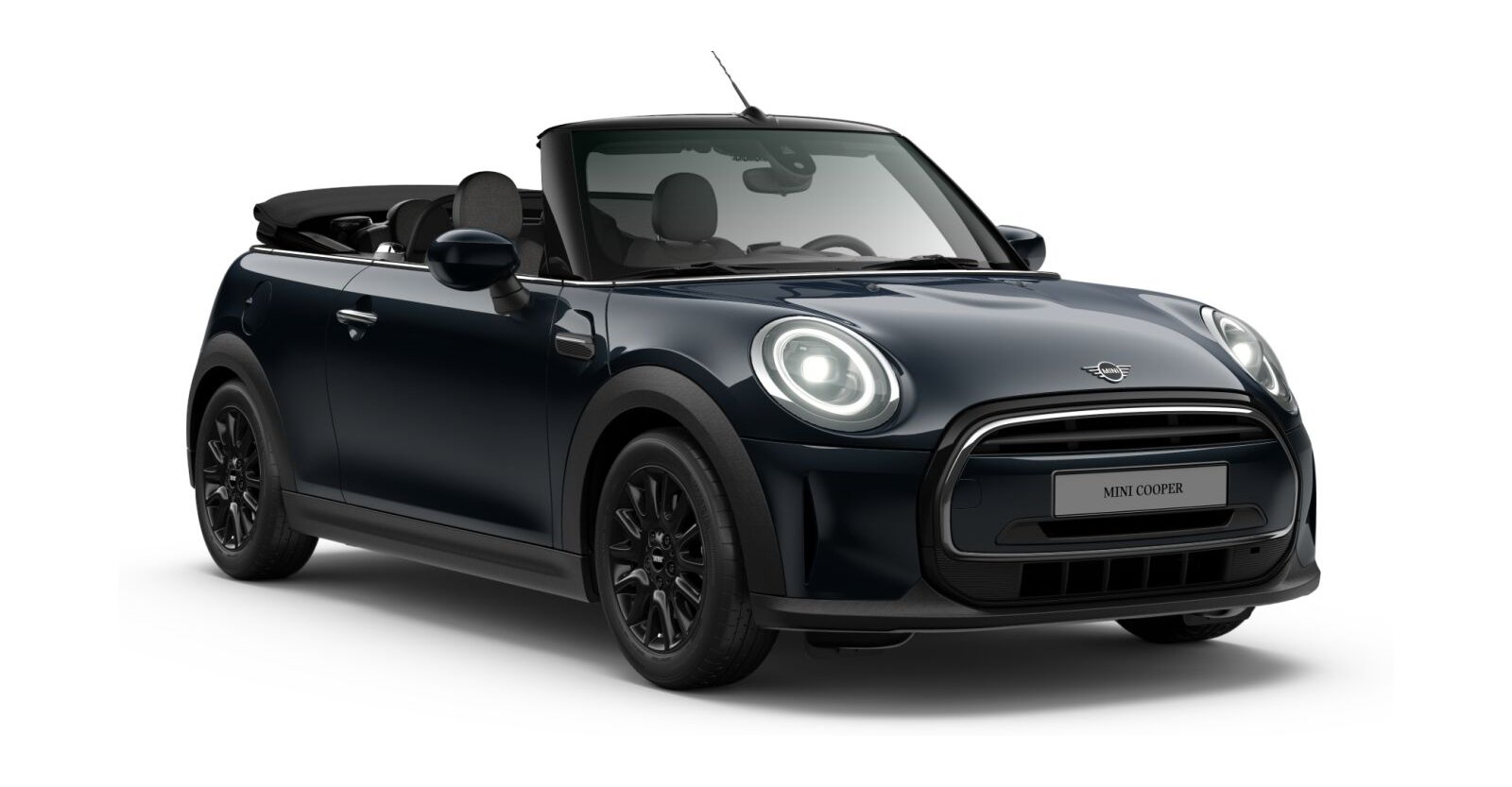 MINI Cooper Cabrio in Schwarz von vorne MINI Cooper Cabrio in Schwarz von vorne